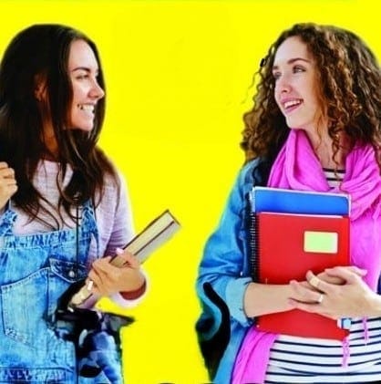 "University student talking to friend about Param Jyothi Academy tutoring services"